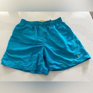 Polo By Ralph Lauren Blue Yellow Swim Trunks Casual Coastal Mens Medium